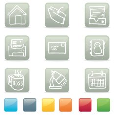Hand drawn glossy office icon blocks