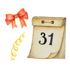 Watercolor set of elements for Christmas