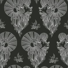 Ram's head Vector seamless pattern Mehendi style