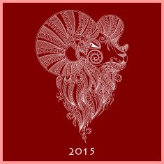 Ram's head Mehendi style Red