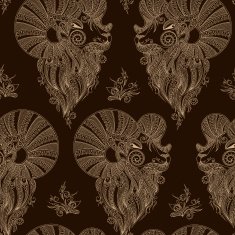Ram's head Vector seamless pattern Mehendi style N2
