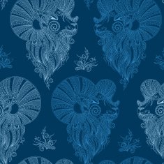 Winter seamless pattern with head sheep and snowflakes Mehendi s