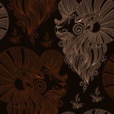 Ram's head Vector seamless pattern Mehendi style N6
