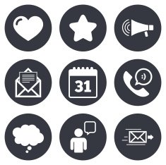 Mail contact icons Communication signs