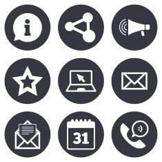 Communication icons Contact mail signs