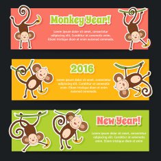 Banner set for New Year 2016 year of the Monkey