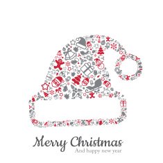 Santa hat and christmas icon vector illustration