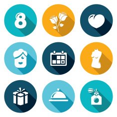 International Womens Day and the attentions icons set Vector Illustration