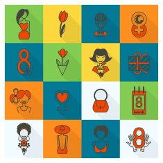 Womans Day Icon Set N12