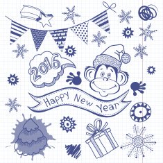 Vector illustration with monkey - symbol of New Year 2016