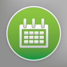 Calendar icon on green button clean vector