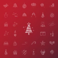 Christmas and celebration Icon set on red blur background Vector