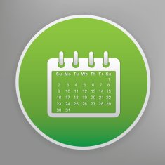 Calendar icon design on green button vector