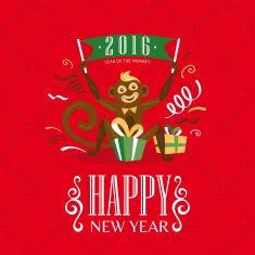 New year greeting card with monkey
