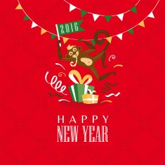 New year greeting card with monkey N2