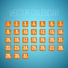 Set of Photorealistic Vector Calendar Icons from First to 31st N3