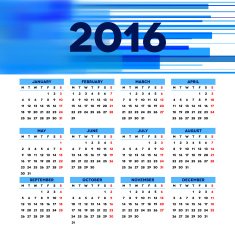 Calendar 2016 template design with header picture starts monday N82