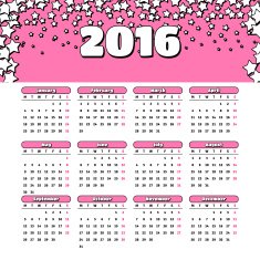 Calendar 2016 template design with header picture starts monday N88