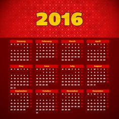 Calendar 2016 template design with header picture starts monday N95