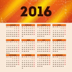 Calendar 2016 template design with header picture starts monday N99