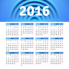 Calendar 2016 template design with header picture starts monday N103 ...