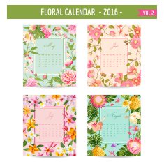 Floral Calendar 2016 with Vintage Flowers - May August