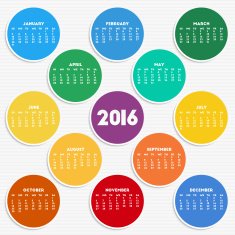 Calendar 2016 in seasonal colors