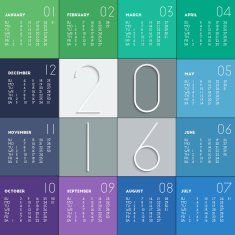Calendar 2016 in flat colors