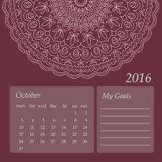 Mandala Calendar October 2016