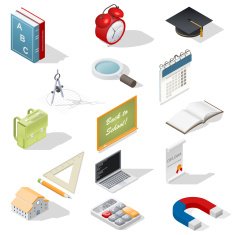 Education isometric isons set