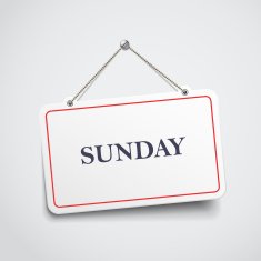Sunday hanging sign