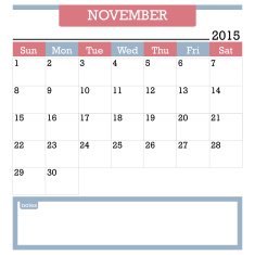 Calendar planner 2015 in November