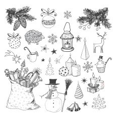 Set of hand-drawn sketchy christmas elements N12