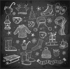 Set of hand-drawn sketchy christmas elements N13