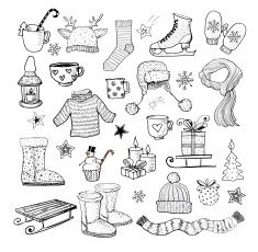 Set of hand-drawn sketchy christmas elements N14