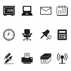 office tools and stationery icons