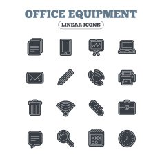 Office equipment icons Computer and printer