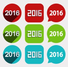 vector modern 2016 New Year icons set