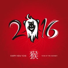 Chinese new year greeting card with monkey