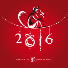 Chinese new year greeting card with monkey N3
