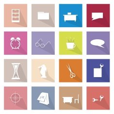 Collection of 16 Office Item Icons Banner