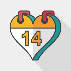 Valentine's Day February fourteen flat icon with long shadow eps N5