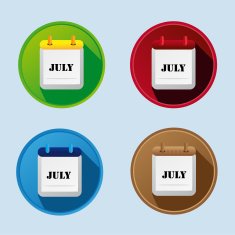 Calendar Flat Icon With More Variants July