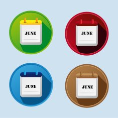 Calendar Flat Icon With More Variants June