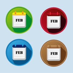 Calendar Flat Icon With More Variants February
