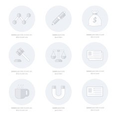 Office icons flat design Line style