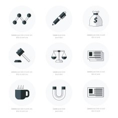 Office icons flat design Black and white color