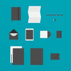 Flat Design of office Stuff like a Paper Tablet Folders N2