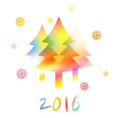 New Year card with the new year trees and snowflakes