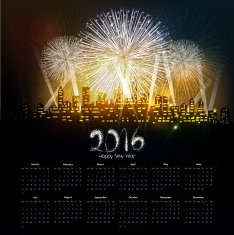 Template design - Calendar 2016 with firework for months